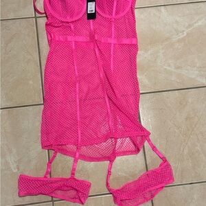 Fashion Nova Hot Pink Lace Babydoll